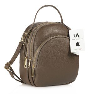 Rucsac dama din piele naturala DiAmanti Amato Taupe Inchis